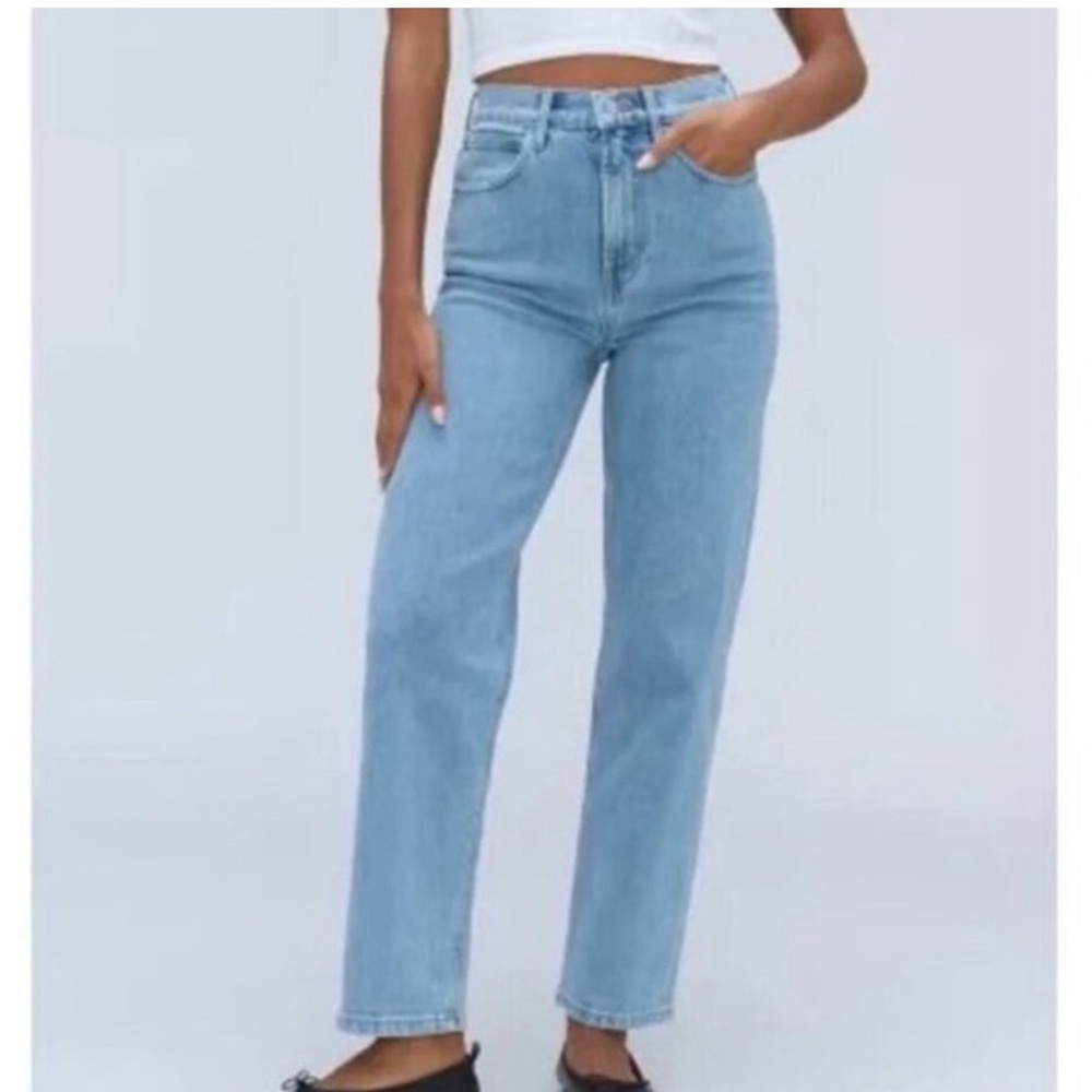 Everlane Womens The Way High Jean in Light Indigo Straight Leg Denim Organic 31R